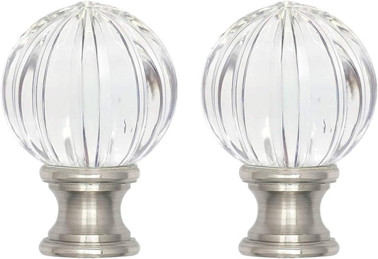 ECUDIS 2 Packs Lamp Finial Cap Knob lamp Screw Top Lamp Decoration for Lamp Shade, Pumpkin Shape, 1-3/4" Tall Finial (Nickel)