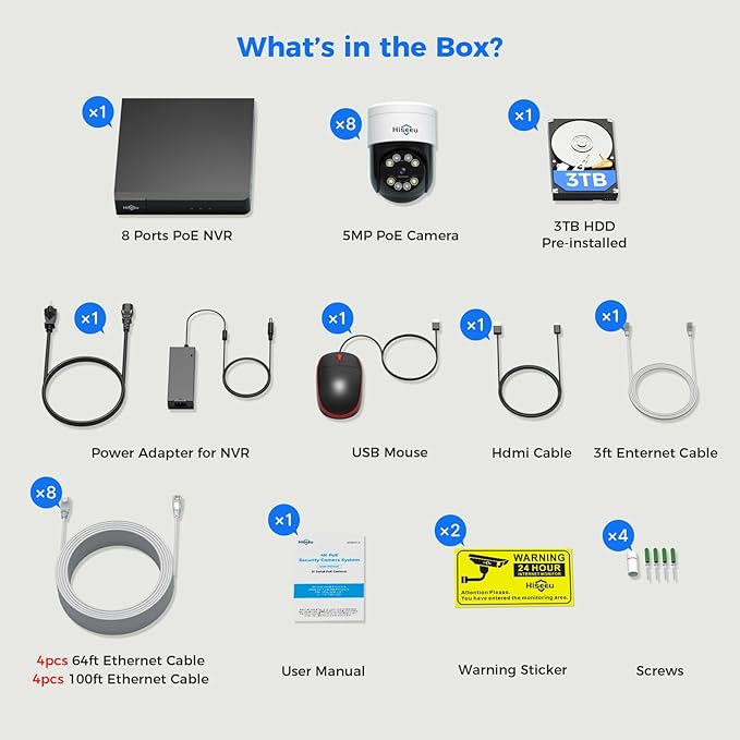 【Human Tracking+300°Pan 90°Tilt】 Hiseeu 4K PoE Security Camera System, Wired - Image 9