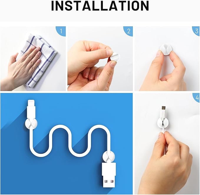 18 Pack Mini Cable Clips, Znben Cord Organizer Holder Adhesive Cord Management - Image 6