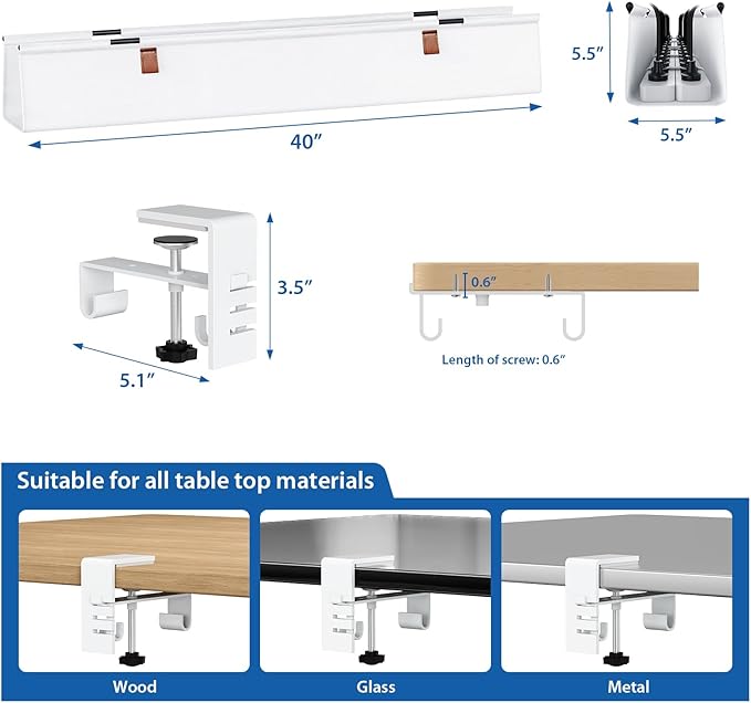 Zilink Large Cable Management Under Desk 40" No Drill Desk Cable Management - Image 5
