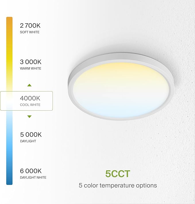 ASD LED 9" Round Flush Mount Ceiling Light Fixture, Low Profile Surface - Image 5