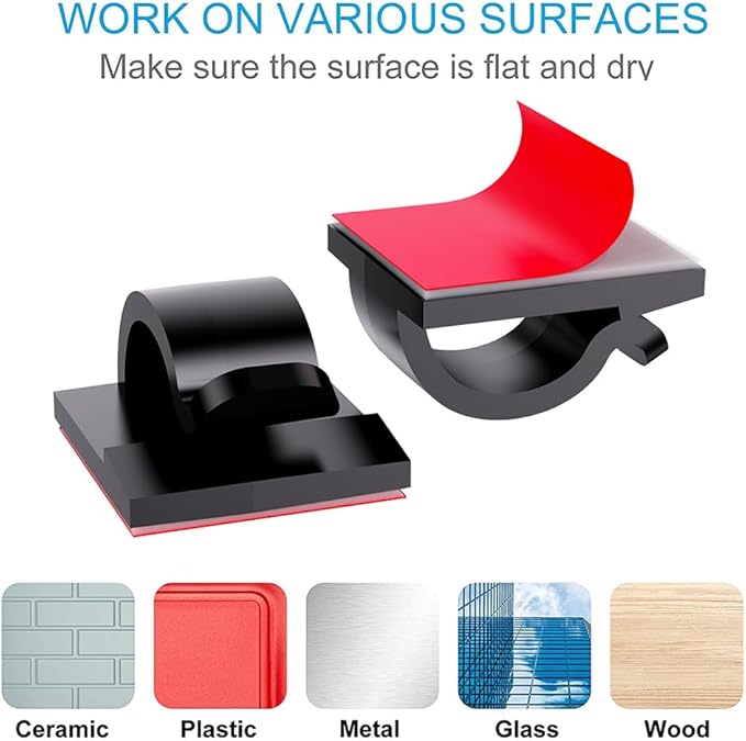 ITUGOU 100 PCS Adhesive Cable Clips Cord Organizer, Wire Holder - Image 2