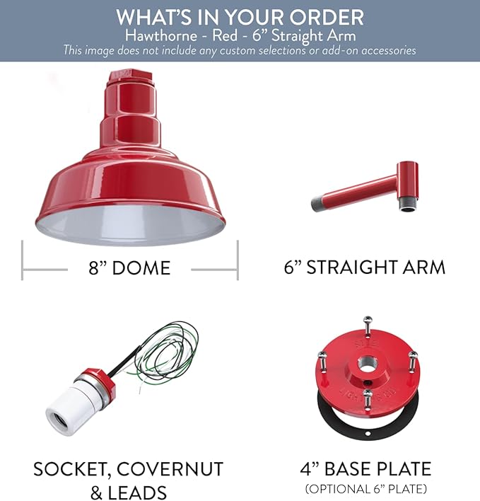 Steel Lighting Co. Hawthorne Barn Light | Outdoor Wall Mounted | 8 inch Dome | - Image 6