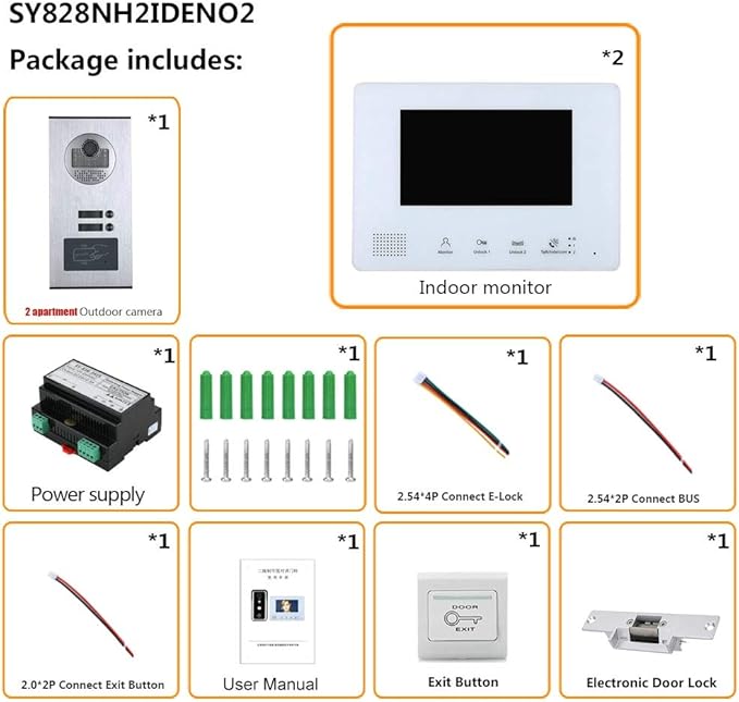 2 Apartment Bus 2 Line Video Doorbell Intercom System 7 Inch Electronic Door - Image 3