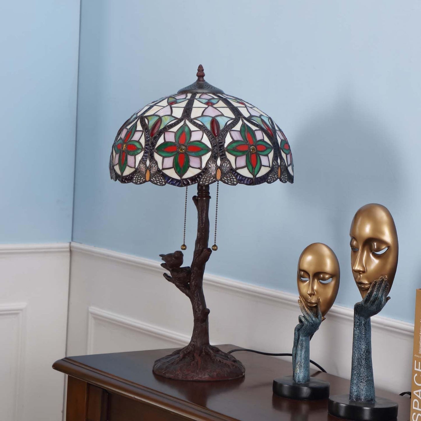 Bieye SS021 Lampshade Support with Finial for Tiffany Style Stained Glass Floor Lamp Table Lamp (G3/8 115mm Bronze Acorn)