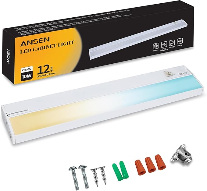 Ansen Hardwired Under Cabinet Lighting, 12in 10W LED Light by ANSEN