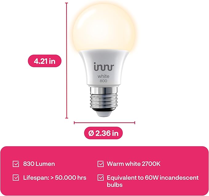 innr Smart Light Bulbs, A19 Zigbee, Works - Image 4