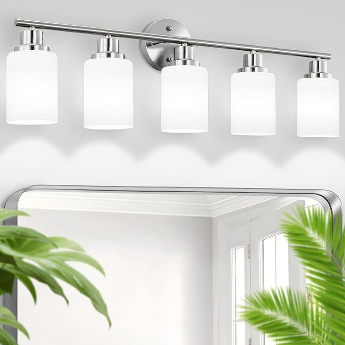 Guliaofo 5-Light Brushed Nickel Vanity Lights, Bathroom Light Fixtures by GuliaofoLights
