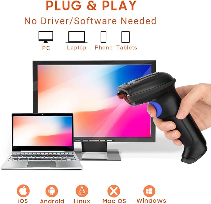 Tera Pro 1D Wireless Barcode Scanner 3 in 1 Bluetooth & 2.4G Wireless & USB - Image 6