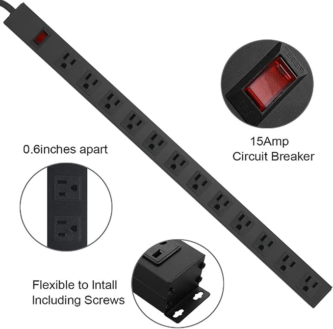 Metal Wall Mount Power Strip, Mountable Power Outlet - Image 3
