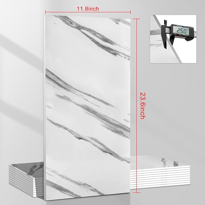 Wall Panels Peel and Stick，PVC Imitation Artificial Marble Tiles Sticker，10 pcs - Image 2