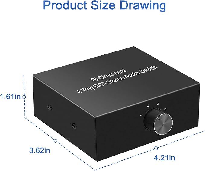 4-Way Stereo L/R Sound Channel Bi-Directional Audio Switcher, 1 in 4 Out or 4 - Image 5