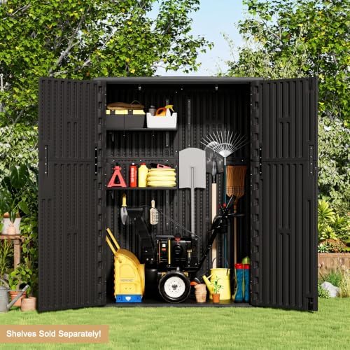 kinying outdoor storage shed,57 cu.ft vertical outdoor storage showing dimensions