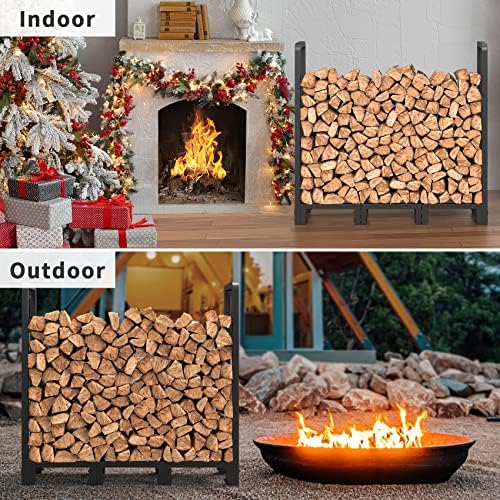 mr ironstone 4ft firewood rack outdoor indoor, upgraded showing dimensions