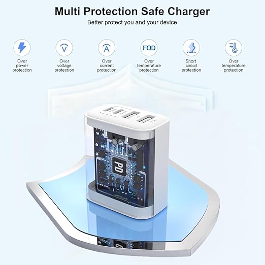 40W iPhone 17/16/15 Fast Charger, PD 40W Type C Apple Charger 4 Port Wall Plug - Image 6