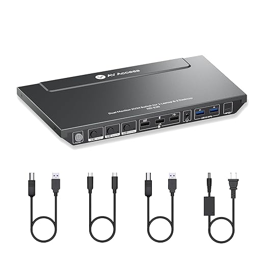 AV Access Docking Station KVM Switch 1 Laptop & 2 Desktop PCs, Dual 4K@60Hz by ACTIONSGLOBALUSINC