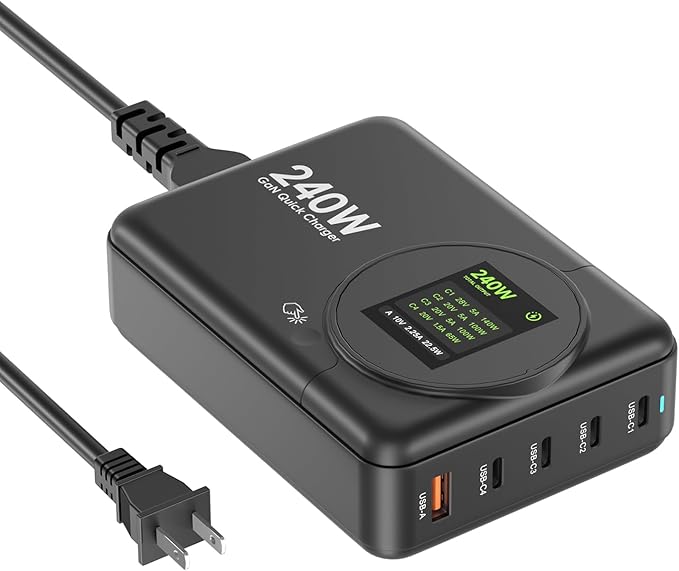 240W GaN Charger, 5-Port USB C Charger by ThunderGo