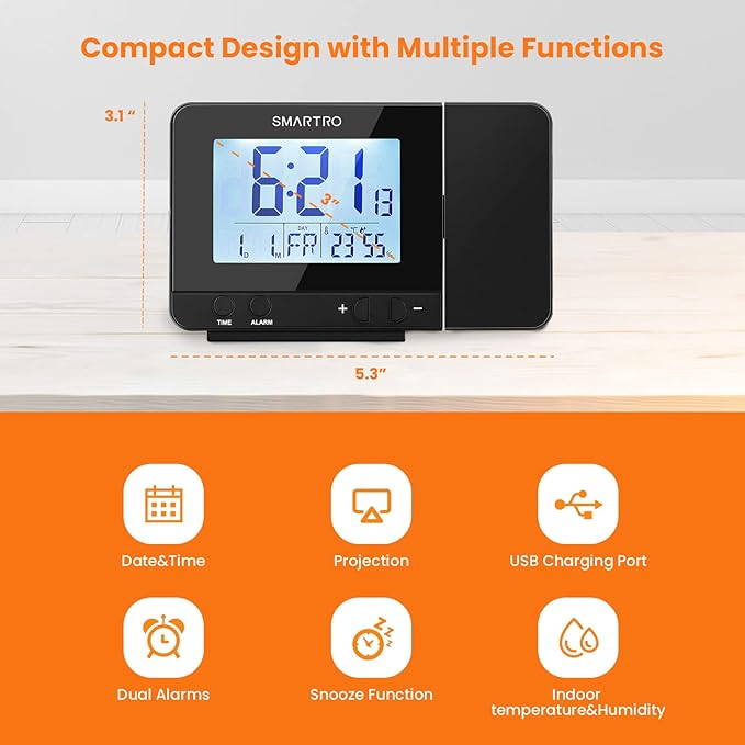 SMARTRO Digital Projection Alarm Clock - Image 2