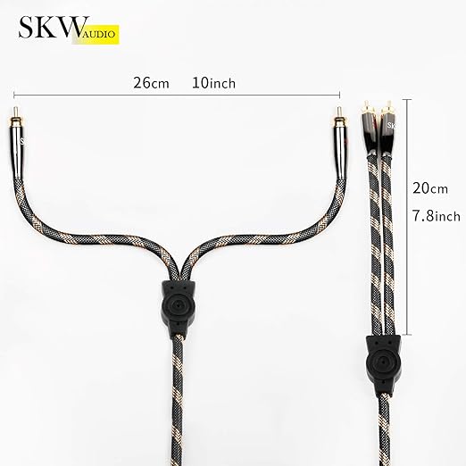 SKW RCA Y Splitter Cable 1 Male to 2 Male Subwoofer Cord, BG Series Ultra-high - Image 4