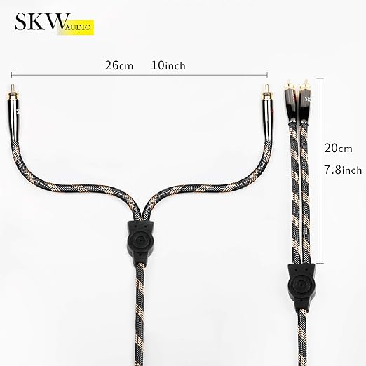 SKW RCA Y Splitter Cable 1 Male to 2 Male Subwoofer Cord, BG Series Ultra-high - Image 4