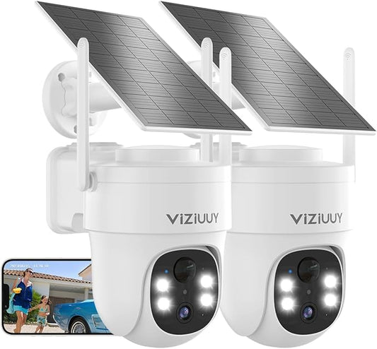 VIZIUUY Solar Security Cameras Wireless Outdoor, 2 Pack 3MP Security Cameras by VIZIUUYSecurity