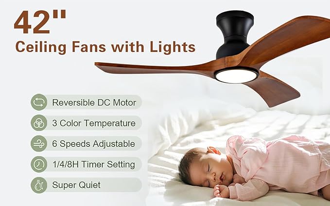 Gaizw 42 Inch Low Profile Ceiling Fans - Image 4