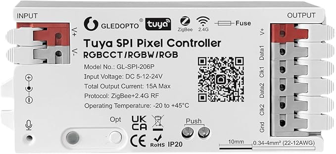 ZigBee Tuya SPI Pixel LED Strip Light Controller Smart Life APP Control RGB IC by GledoptoSmartHome
