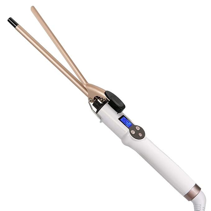 9mm Curling Iron Professional, 3/8 Inch Ceramic Tourmaline Curl Wand Barrel by Hoson