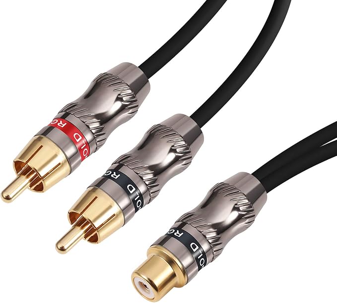 Devinal RCA/Phono Splitter Cable RCA Female to Dual Male Gold Plated Adapter - Image 3
