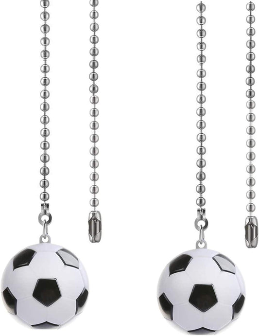 Ceiling Fan Pull Chain Soccer Ornaments Extension Light Pull Chain Set,Sport Theme Fan String Charm Decorative Extension,Fan Light Chains Ornaments,Soccer Pendant for Ceiling Fans Lights Lamp 2Pack