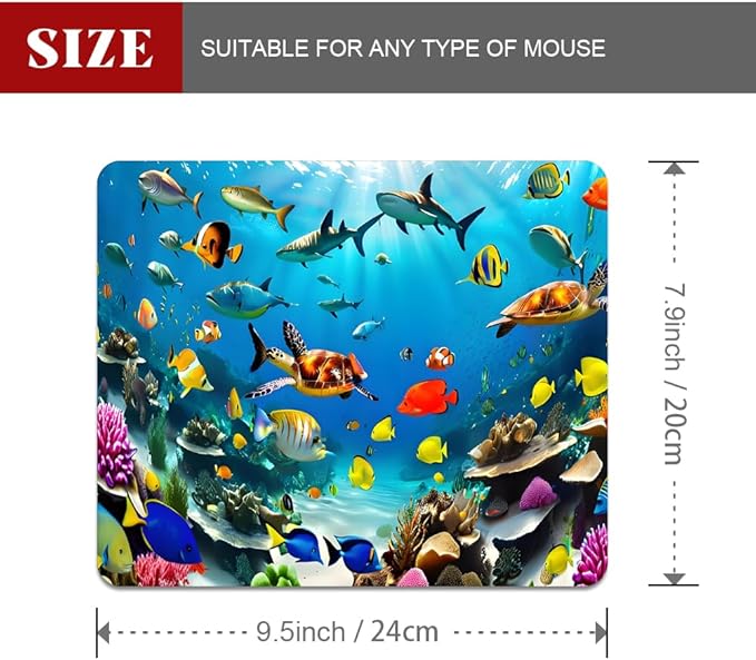 Underwater World of The Ocean Square Mouse pad, Waterproof, Anti Slip Rubber - Image 2