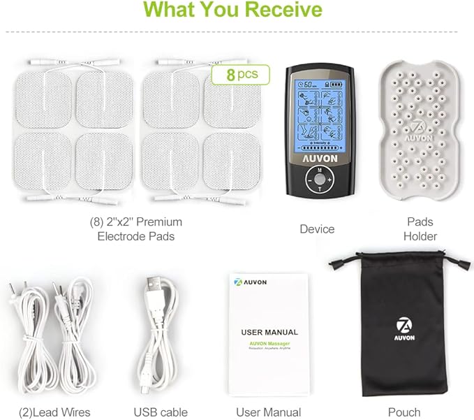 AUVON Rechargeable TENS Unit Muscle Stimulator, 24 Modes 4th Gen TENS Machine - Image 8