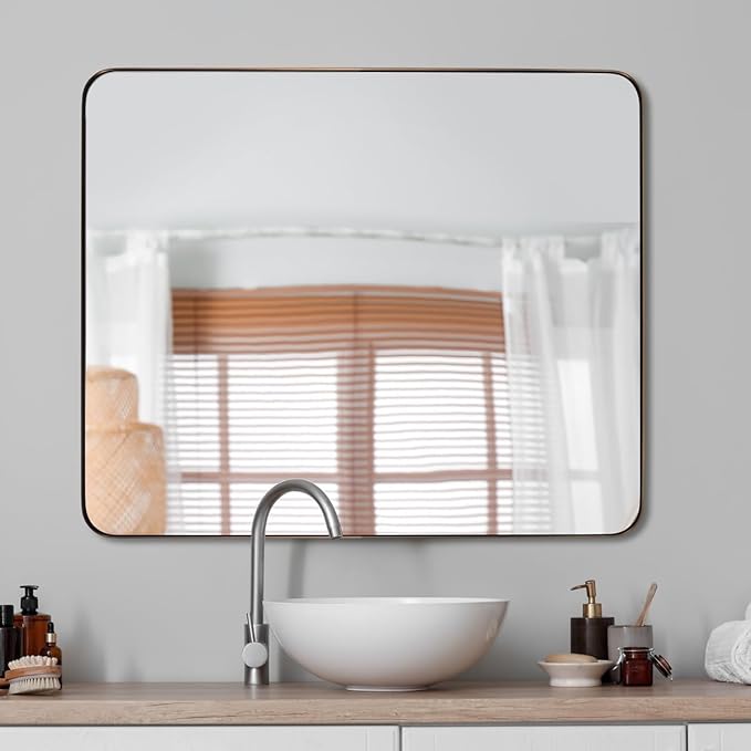ANDY STAR Bathroom Mirrors for Wall, Rounded Rectangle Mirror, Framed in - Image 2