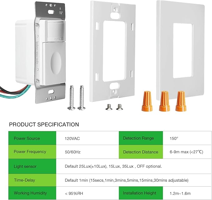RAYZEEK Motion Sensor Light Switch, No Neutral Wire Required, No Ground Wire - Image 8