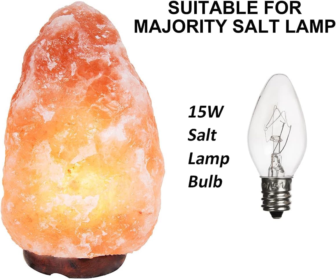 28 Pack Salt Lamp Light Bulbs 15 Watt, Himalayan Salt Lamp Original Replacement Bulbs E12 Socket Long Lasting Incandescent Bulbs Warm Light