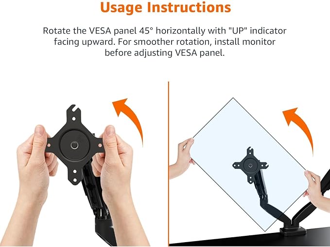 Amazon Basics Gas Spring Dual Computer Monitor Arm Mount, Adjustable, Holds up - Image 2