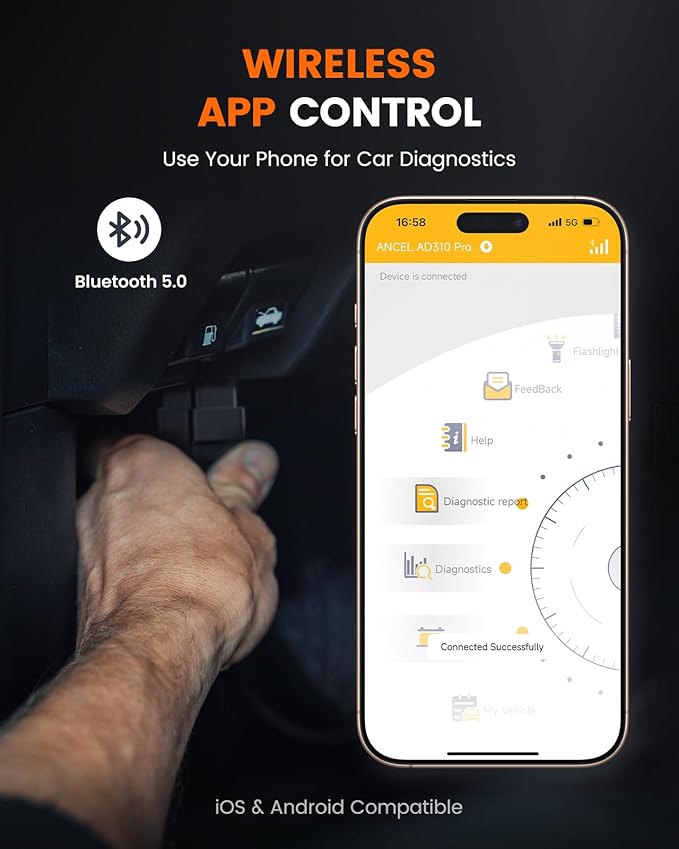 ANCEL AD310 Pro 2-in-1 OBD2 Scanner & Car Battery Tester, Diagnostic Tool - Image 5