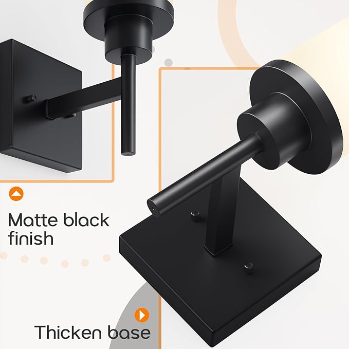 AONEON Wall Light Fixtures Matte Black Bathroom Vanity Lights Over Mirror - Image 7