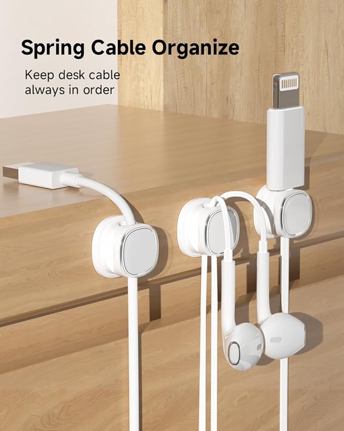 9 Pack Cord Organizer, Spring Cable Management, Adhesive Cute Cable Holder Clips - Image 2