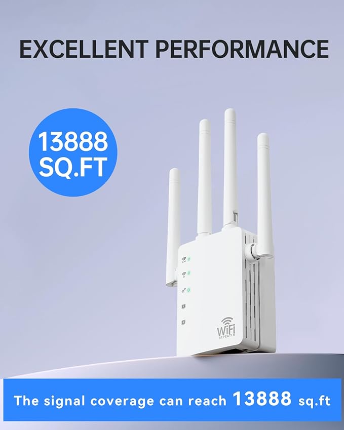WiFi Extender, WiFi Extender Signal Booster Dual-Band AC1200Mbps 10X Faster - Image 3