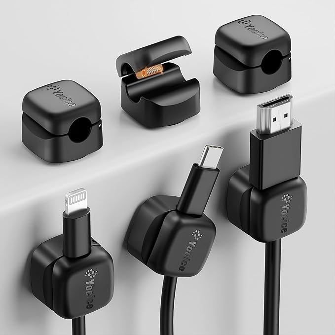 Yocice 6Pack Rotatable Cord Organizer, Spring Cable Clips Desk Cable Management by Yocice
