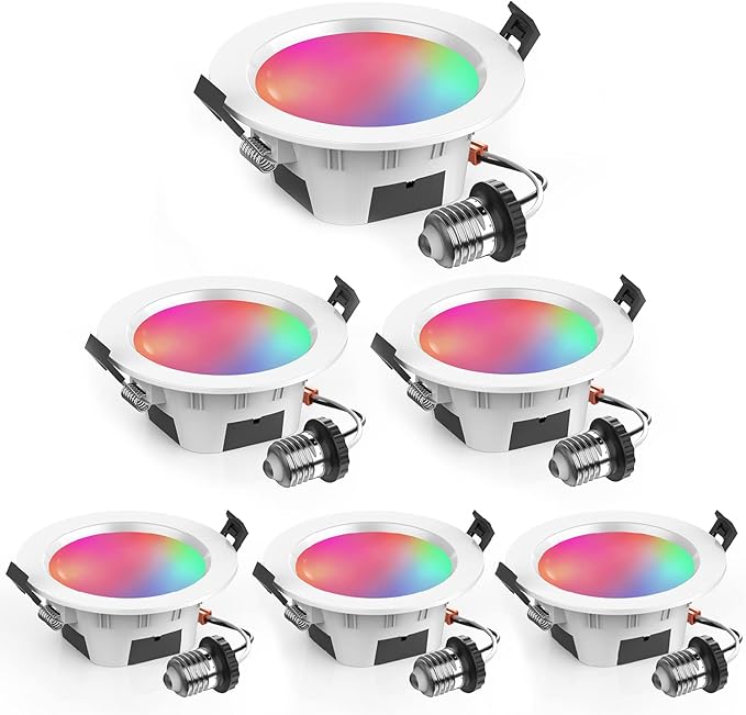 VANANCE 4" Smart Recessed Lighting 6 Pack, 2700K~6500K, Color Changing Retrofit by Vanance