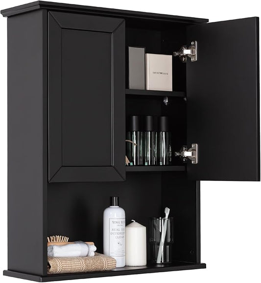Black Bathroom Wall Cabinet 23x29 inch Wooden Bathroom Medicine Cabinet by VANIRROR