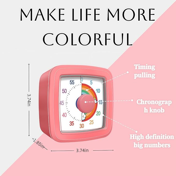 Visual Timer for Kids Adults, 60-Minute Countdown Timer for Classroom, Pomodoro - Image 9