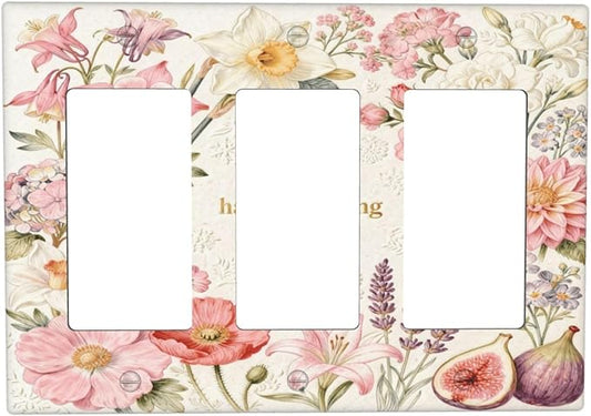 Bvtewkhz Floral Plant Watercolor Flowers 3 Gang Triple Rocker Decorative Outlet by Unknown