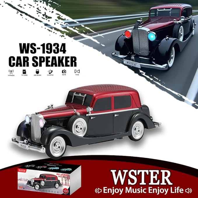WSTER WS-1934 Retro Classic Car Bluetooth Replica Speaker – Wireless HD Sound - Image 2