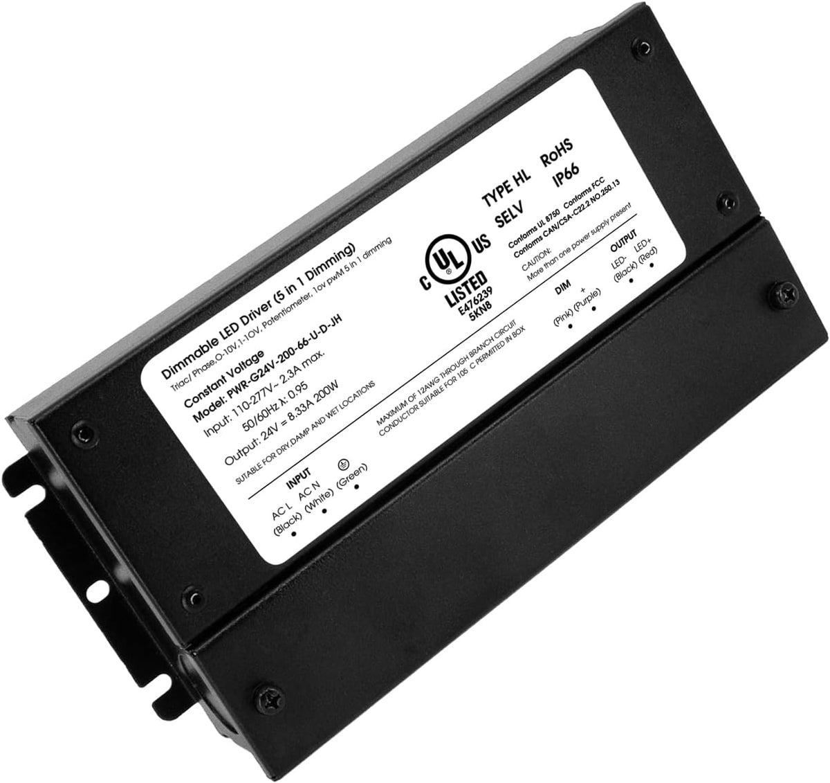 HitLights 200W Dimmable LED Driver, Electronic Transformer, 120V AC to 24V DC