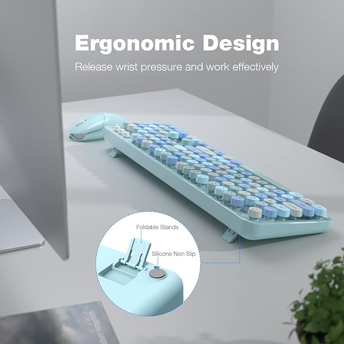 MOFII Wireless Keyboard and Mouse Combo, Retro Keyboard - Image 4