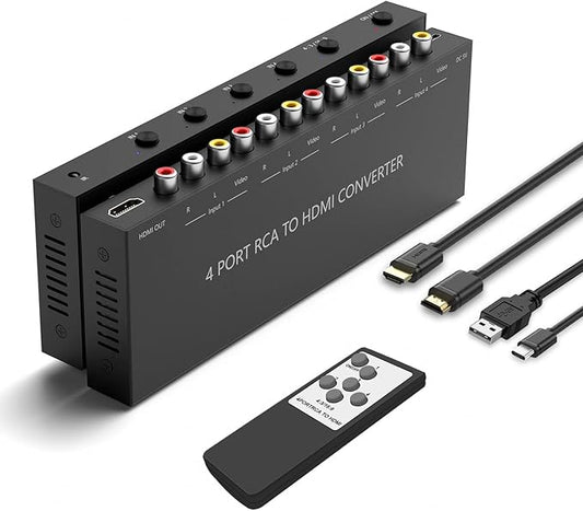 4 AV to HDMI RCA to HDMI Converter 1080P/720P 4 Way RCA Composite CVBS AV by Arector