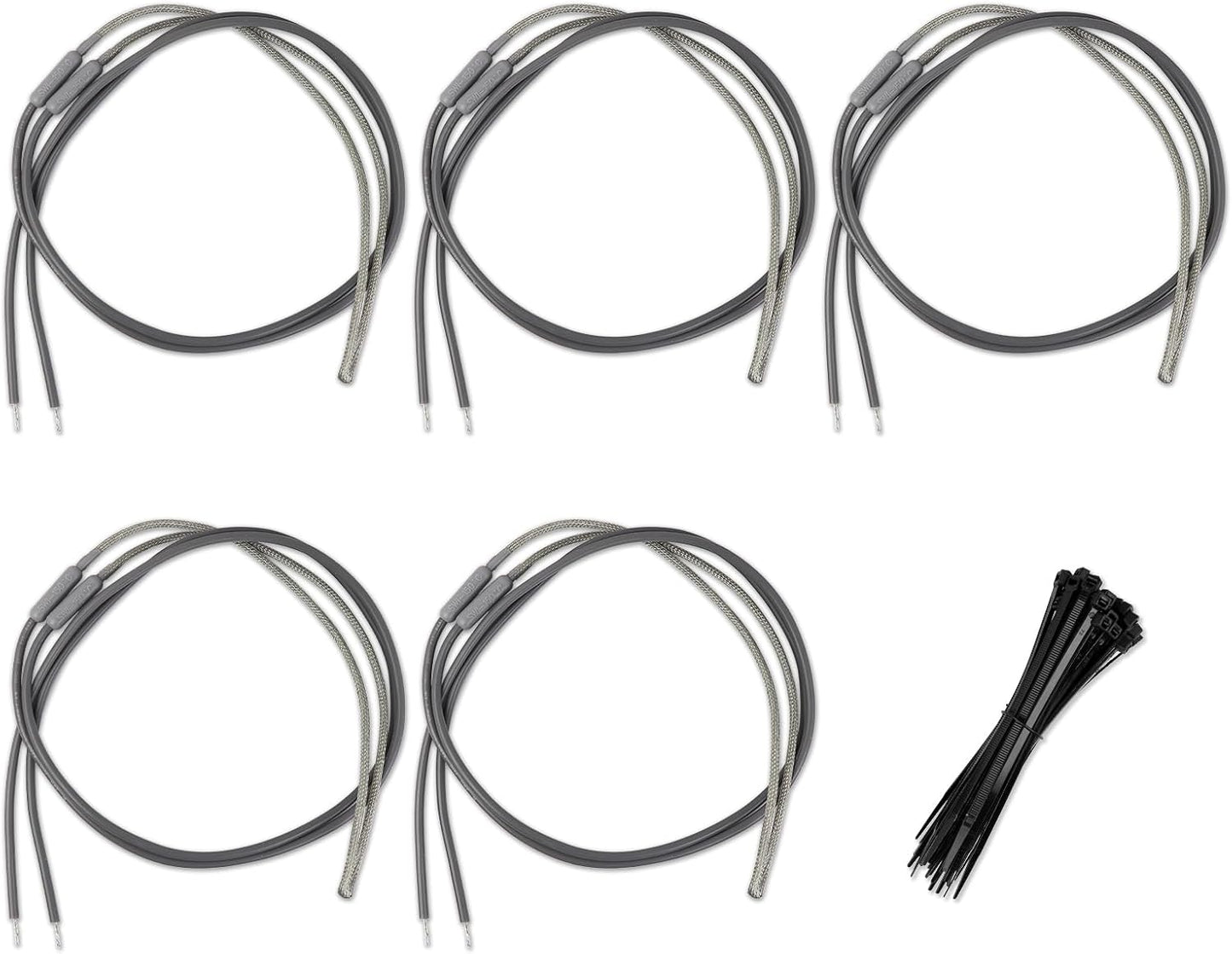 5-Pack SH201 Drain and Door Heater for Samsung and Most supco Refrigerators - Defrost Heater 7/16 Diameter 115V 15W 25 Inch Long Heater Wire - Refrigerator Drain Heater Tip with 50 Pcs Zip Ties
